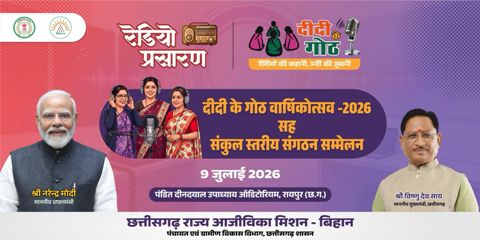 मुख्यमंत्री विष्णु देव साय की मौजूदगी में मनाया जाएगा ‘दीदी के गोठ’ का पहला वार्षिकोत्सव, हजारों महिला स्व-सहायता समूहों की उपलब्धियों का होगा सम्मान
