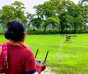 नमो ड्रोन दीदी योजना ने खोले रोजगार के नए द्वार, खेतों में ड्रोन उड़ा रही सीमा वर्मा