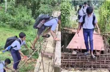 छह साल से अधूरा पुल बना बच्चों के लिए ‘मौत का रास्ता’, 20 फीट ऊंची सीढ़ी चढ़कर स्कूल जाने को मजबूर नौनिहाल