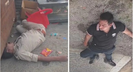 वर्दी में गंभीर लापरवाही! नशे में धुत मिले ASI और आरक्षक, पास में लावारिस पड़ी थी INSAS राइफल; वीडियो वायरल